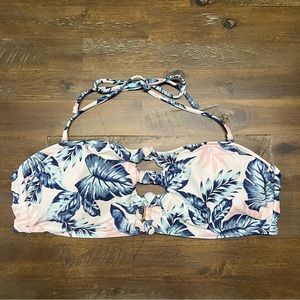 SO floral bandeau bikini swimsuit top with optional halter straps EUC